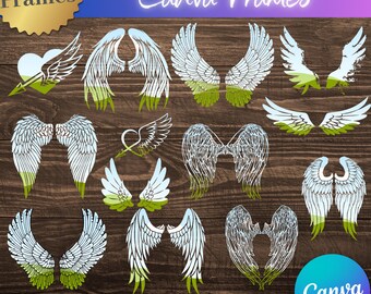 Angel Wing Photo Frames Canva Template: Sublimation Designs (Digital Download