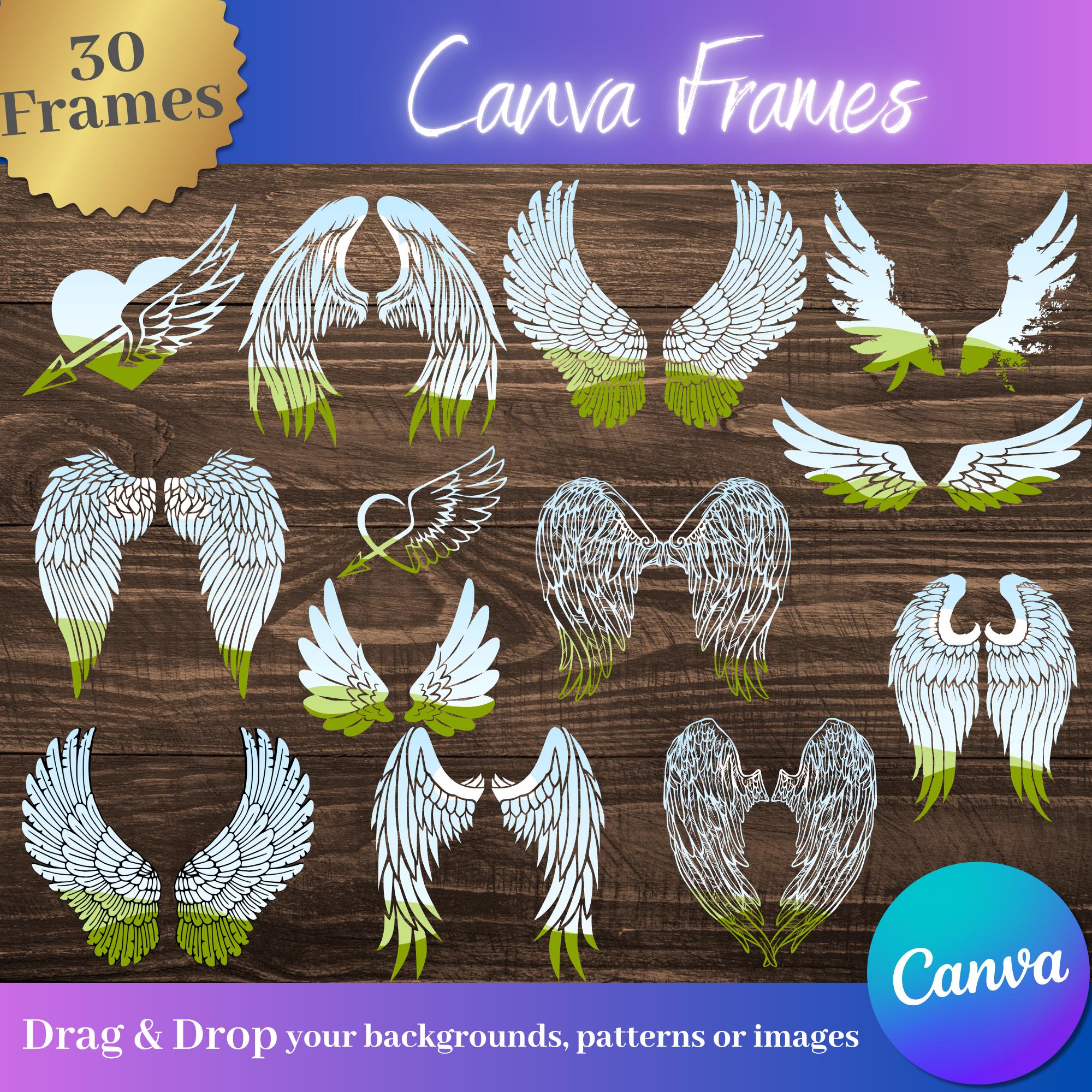 Wing Design Frame Angel Wing Photo Frames Canva Template: Sublimation Designs (digital ...