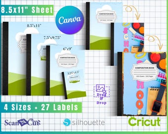 Distressed Designs - Composition Notebook Cover Editable Grunge Template | Drag & Drop Canva | 4 Sizes PLUS 27 Free Labels | Book Covers 05