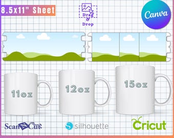 Mug Wrap Template Bundle: Sublimation Design, Canva Editable (Digital Download)