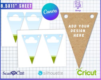 Bunting Banner Template | Bunting Flag Garland | 100% Editable | SVG, Canva, AI, PDF | Laser Cutting File | Cricut Silhouette Sublimation 06