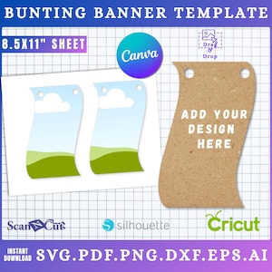Bunting Banner Template | Bunting Flag Garland | 100% Editable | SVG, Canva, AI, PDF | Laser Cutting File | Cricut Silhouette Sublimation 07
