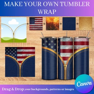 Opening Golden Zipper | Make Your Own Tumbler Wrap | Drag and Drop Canva Frames Tumbler Wrap |  20oz Skinny Tumbler Wrap | Customize