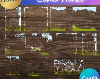 Distressed Canva Frames: Grunge Photo Collage Templates (Digital Download)