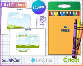 16 pc Crayon Box with Window Cut Out Template | Wax Crayon Box | Wax Color Pen Gift Box |  Party Favors | Personalize School Supplies