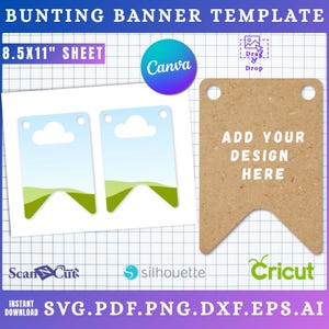 Bunting Banner Template | Bunting Flag Garland | 100% Editable | SVG, Canva, AI, PDF | Laser Cutting File | Cricut Silhouette Sublimation 09