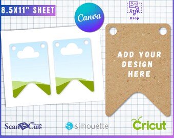 Bunting Banner Template | Bunting Flag Garland | 100% Editable | SVG, Canva, AI, PDF | Laser Cutting File | Cricut Silhouette Sublimation 09
