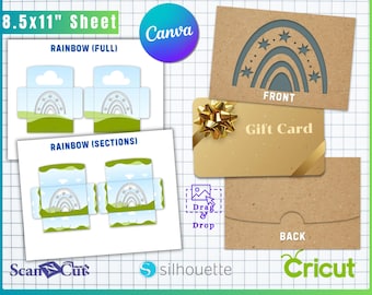 Boho rainbow Gift Card Holder Envelope Template | Easy Edit in Canva | SVG, png, jpg, pdf, PSD format | DIY Gift Card Envelope Template