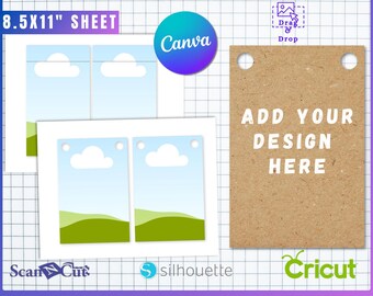 May include: A digital bunting banner template with a kraft paper design. The template includes spaces for design, with the text "ADD YOUR DESIGN HERE". It also features the text "8.5X11" SHEET" and file format options: SVG, PDF, PNG, DXF, EPS, AI.