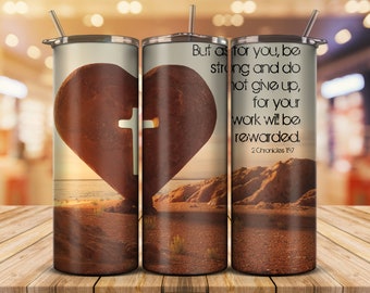 Christian Bible Verse Tumbler Sublimation Design (PDF & PNG)