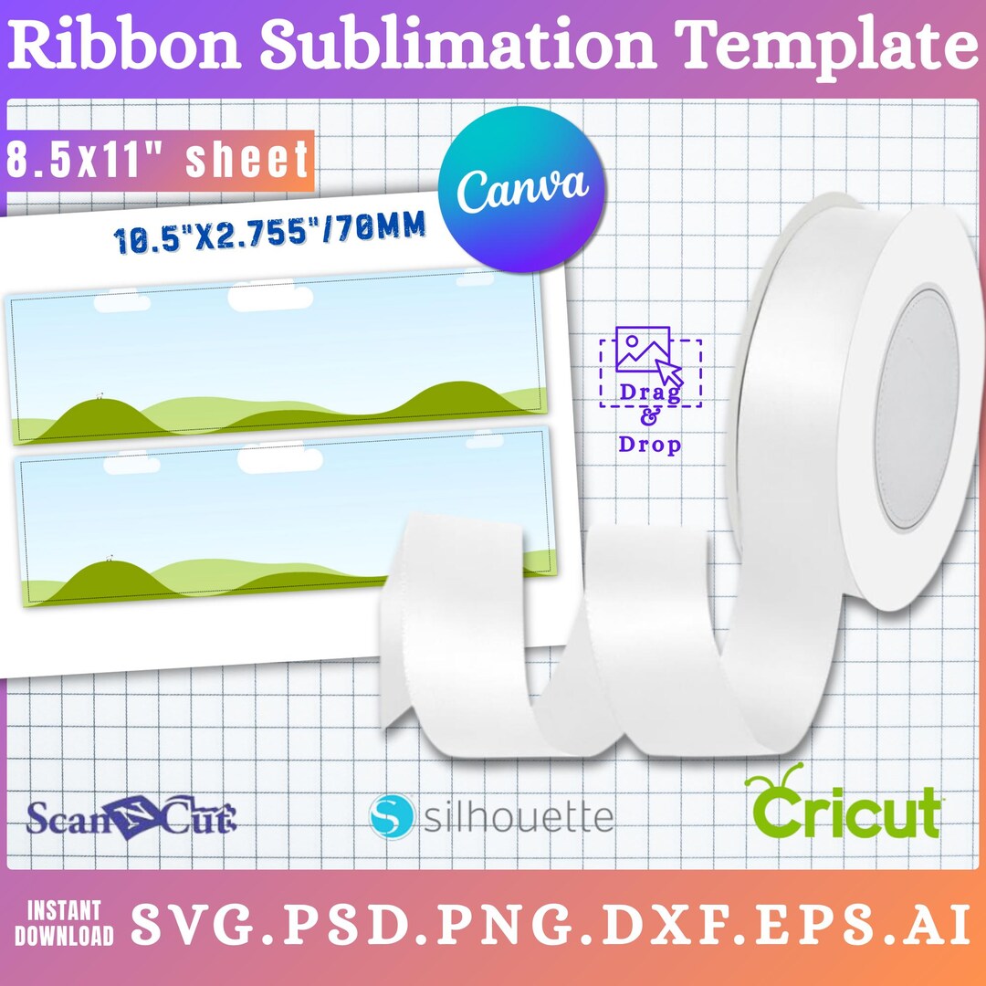 10.5x2.755 Inch (70mm) Ribbon Sublimation Template | Satin Ribbon ...