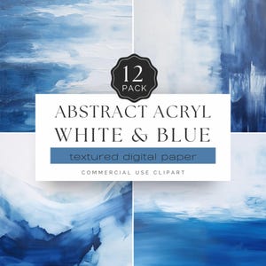 Acrylfarbe auf blau-weißem Hintergrund, abstrakte Kunst auf Leinwand, königsblau und knackig weiß, für Journale und Kunsthandwerk | UC402