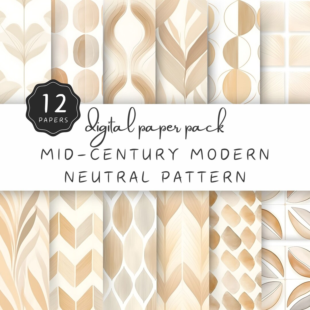 Mid Century Modern Digital Paper, Seamless Pattern, Wall Art Commercial ...