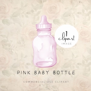 Roze babyfles png-clipart, aquarel melkfles, drankje voor pasgeborene, enkele afbeelding, voor digitale print en ambachten | UC020