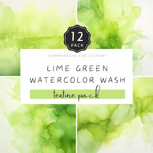 Lime Green aquarel Wash Texture Pack, lichtgroene achtergrond digitaal papier JPG, water doordrenkt verf vloeibare inkt voor ambachten | UC401