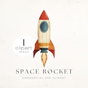 Space Rocket Clipart PNG, Watercolor Rocket Ship Digital Download, Travel through the Milky Way, for Commercial Use Crafts | UC207