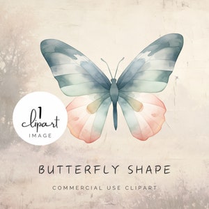 Aquarel vlindervorm clipart, eenvoudige vleugels, enkel beeld, prachtig groen insect, voor digitale creatie en print ambachten UV-DTF | UC004