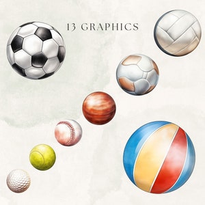 Sports Balls Clipart Watercolor png