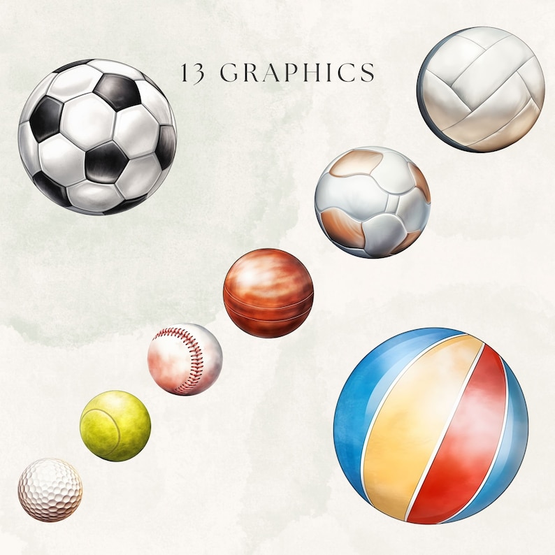 Sports Balls Clipart Watercolor png