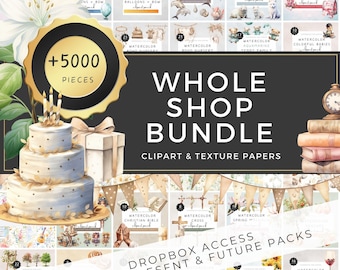 All Access Pass to UniqueClipartCo, Whole Shop Bundle, Clipart Store Download, Full Dropbox Library of Clipart & Papers, Exclusive Discount
