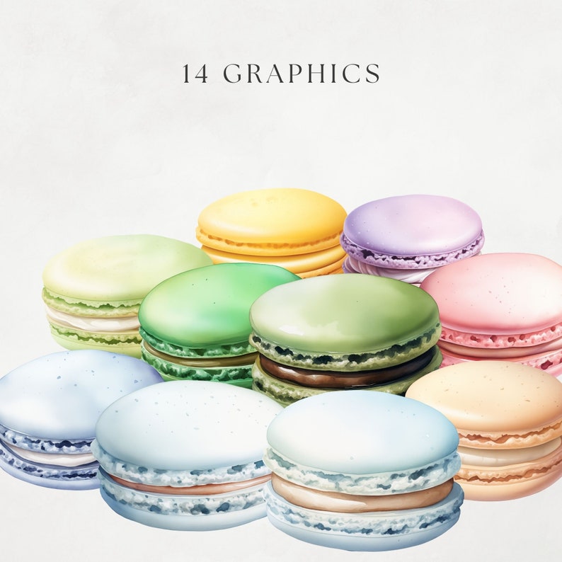 Macarons Clipart Macaroon PNG Watercolor French Pastries Rainbow Colors ...