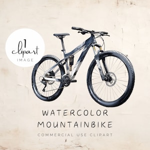 Aquarel mountainbike clipart, sport fiets illustratie ruwe plekken, mannelijke blauw grijze afbeelding, voor commercieel gebruik ambachten | UC008