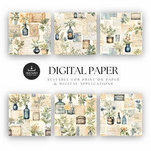 Creative Journal Collage Seamless Pattern Paper in JPG Watercolor ...