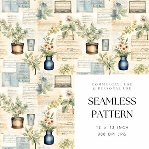 Creative Journal Collage Seamless Pattern Paper in JPG Watercolor ...