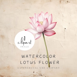Clipart fleur de lotus aquarelle, Illustration de lotus blanc, Naissance florale de floraison printanière, pour la papeterie et les travaux d'impression | UC003
