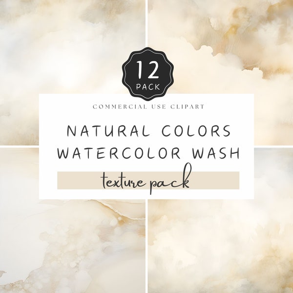 Natural Watercolor Swash Texture Pack, Neutral Sand Color Background Digital Paper JPG, Infused Liquid Ink for Stationary and Crafts | UC401