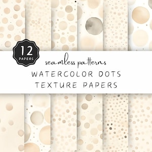 Aquarell-Punkte-Texturen, digitales Papier, nahtloses Muster in JPG, beige, neutraler Hintergrund für stationäre und druckbare Bastelarbeiten | UC301