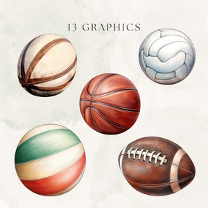 Sports Balls Clipart Watercolor png