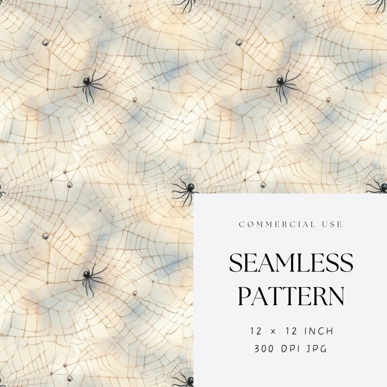 Spiders Web Digital Paper Seamless JPG, Spooky Watercolor Spider Web ...
