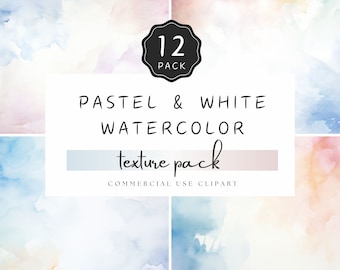 Pastel and White Watercolor Background, Neutral Wash Texture Pack, Nursersy Backdrop, Digital Paper JPG, for Commercial Use Crafts | UC401