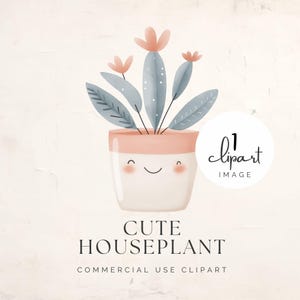 Jolie plante d'intérieur, fleur de cactus kawaii, floral en forme de coeur vert sauge, clipart aquarelle png, graphique transparent, usage commercial | UC003