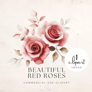 Hermosas rosas rojas, acuarela dulce para San Valentín, dibujo sencillo neutro, arreglo sencillo, para uso comercial, manualidades / UC003