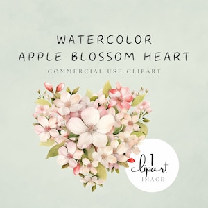 Apple Blossom Heart Clipart Blush Pink Love Arrangement PNG Illustration Digital Sticker Image PNG Commercial Use | UC107