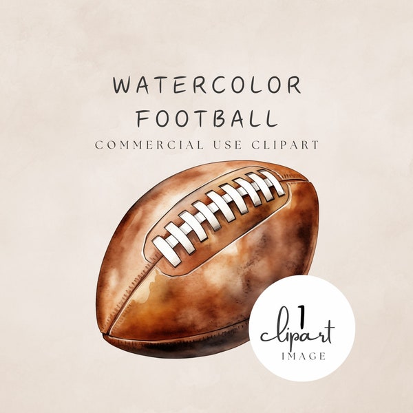 Watercolor Football Clipart American Football PNG Neutral Colors Digital Sticker Invite Image Commercial Use | UC008