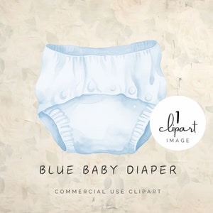 Clipart png bleu couche-culotte, aquarelle couche pour nouveau-né, tombola pour baby shower garçon, image unique, pour impression numérique et travaux manuels | UC020