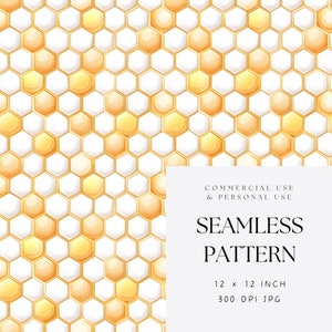 Bee Digital Paper Pack Watercolor Yellow Honey Bee Seamless Pattern for ...