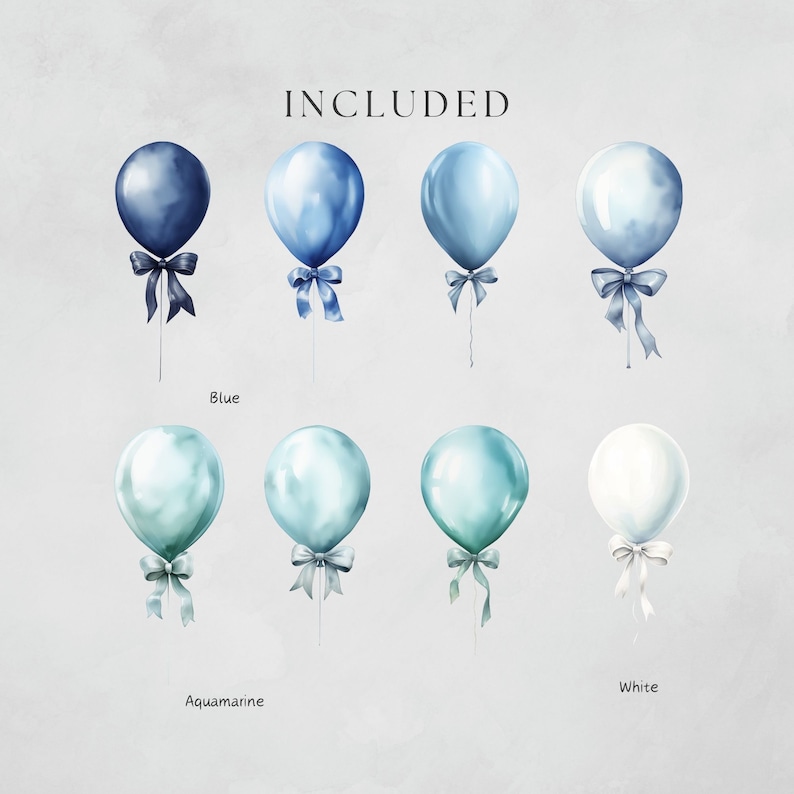 Watercolor Party Balloons Blue Clipart Boy Baby Shower Aquamarine ...