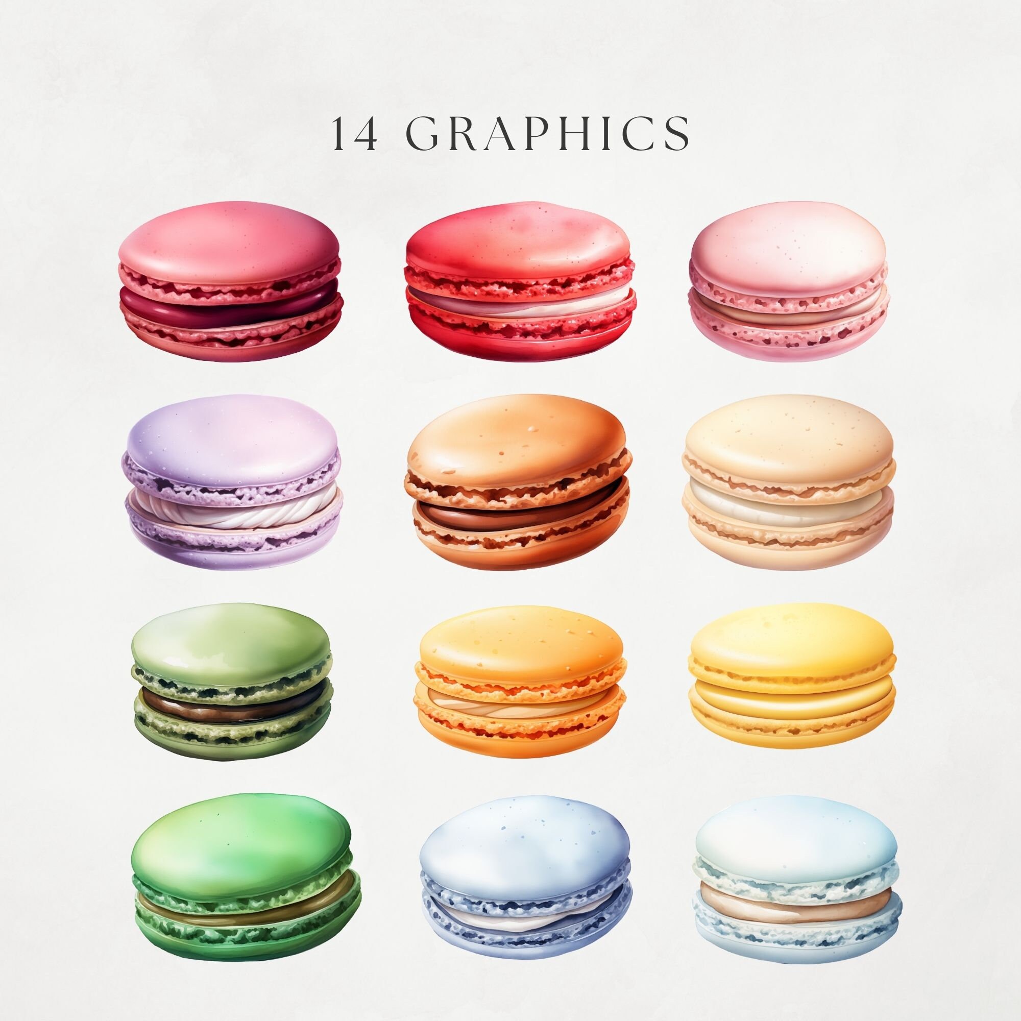 Macarons Clipart Macaroon PNG Watercolor French Pastries Rainbow Colors ...