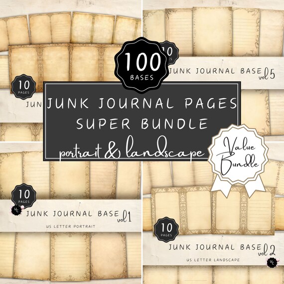 ジャンク ジャーナル スーパー バンドル、100 枚のテンプレート (縦
