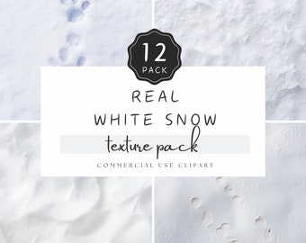 White Snow Texture Pack, Footsteps in the Snow, 12 digitale Papiere, Natural Cold Environment JPG, für digitale Kreationen und Bastelarbeiten | UC402