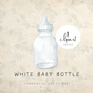 Weiße Baby Flasche png Clipart, Aquarell Milchflasche, Oh Baby Boho, Gender Neutral, für Digitaldruck und Basteln | UC020