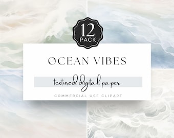 Ocean Vibes Aquarell Textur Hintergrund, Meereswellen spritzt, hellblaues digitales Papier JPG, kommerzielle Nutzung Handwerk | UC401