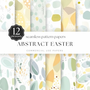 Papel digital abstracto de Pascua, patrón sin costuras de acuarela, amarillo pastel, verde y azul, para uso comercial y manualidades / UC301