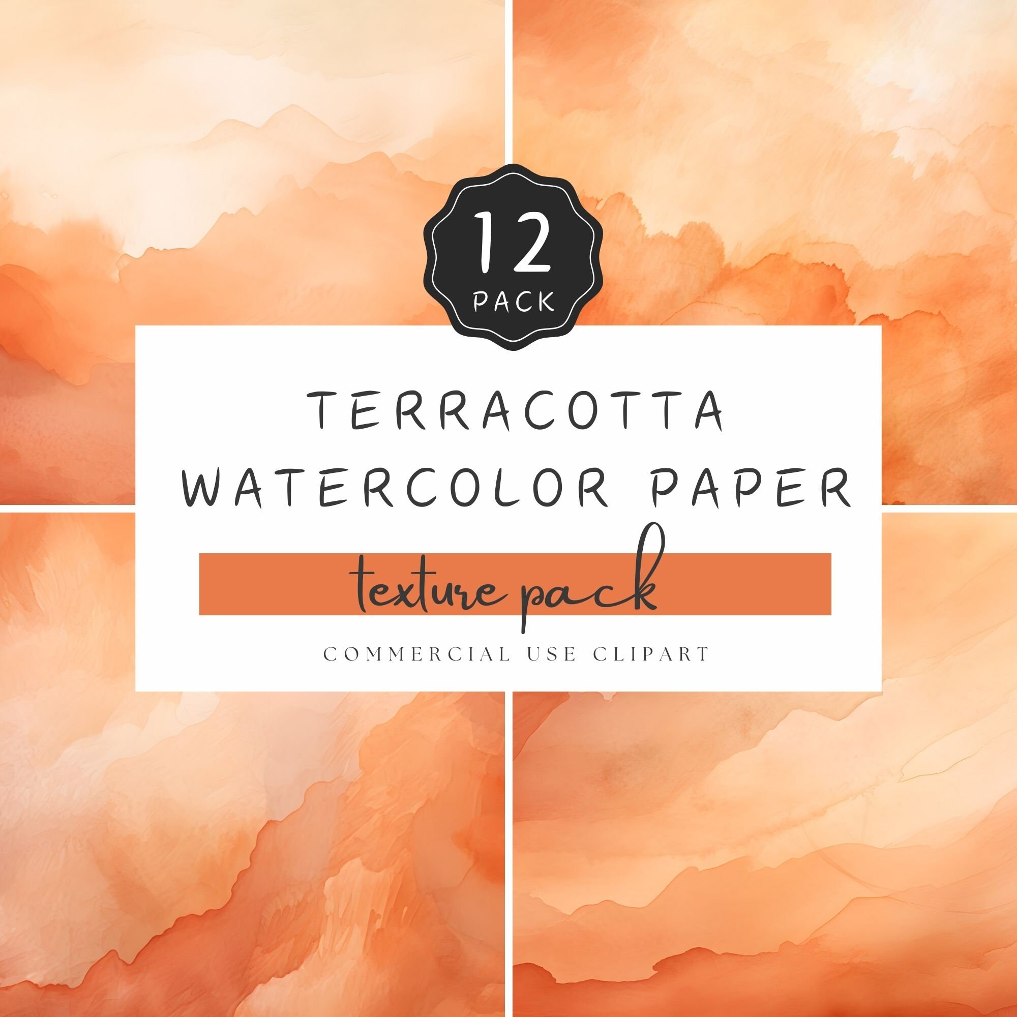 Terracotta Background, Watercolor Wash Texture Pack in Earth Brown, Backdrop Digital Paper JPG, for Crafts and Commercial Use | UC401