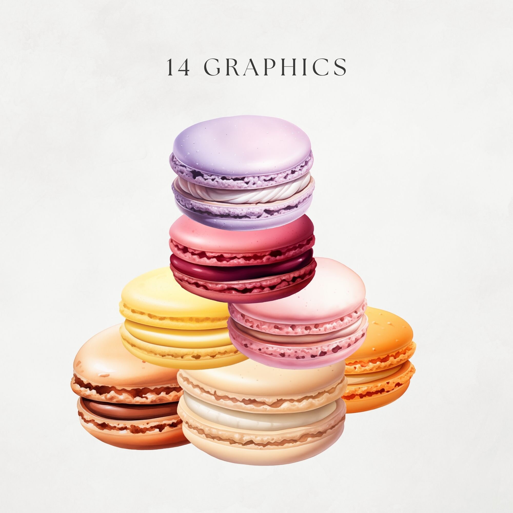 Macarons Clipart Macaroon PNG Watercolor French Pastries Rainbow Colors ...