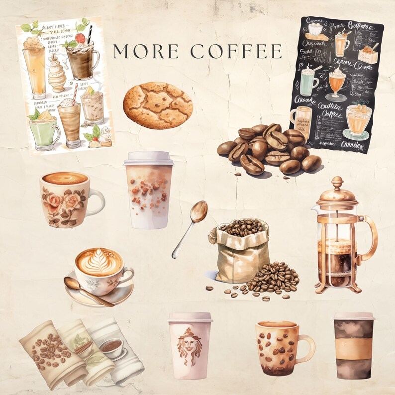 Caffeine Lover Clipart Bundle PNG JPG